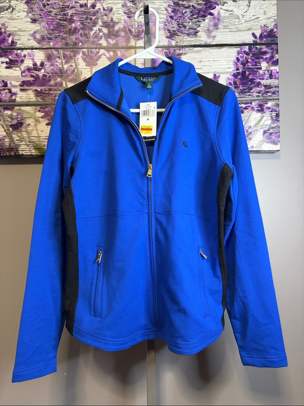 Lauren Ralph Lauren Women’s Royal Blue and Black Full-Zip Jacket NWT Size M